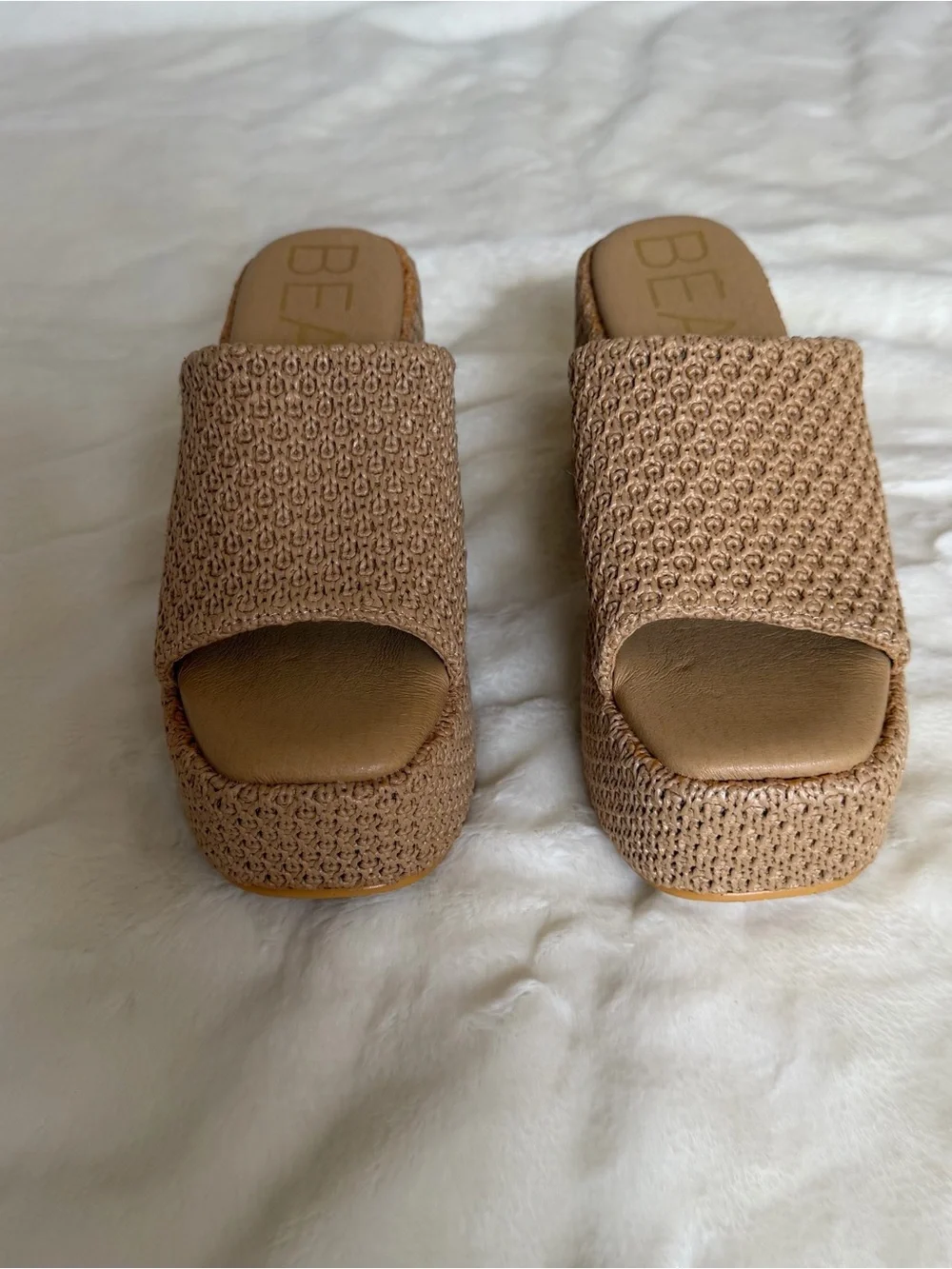 Beach By Matisse Como Beige Platform Slide Mule Heels for Women